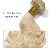 12A Unprocessed Virgin Body Wave Human Hair Weave Bundles Blonde 60#