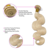 12A Unprocessed Virgin Body Wave Human Hair Weave Bundles Blonde 60#