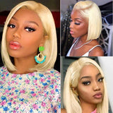 Lace Front Wigs Short Bob Blonde Glueless Straight Human Hair Wig With Baby Hair