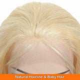 Lace Front Wigs Short Bob Blonde Glueless Straight Human Hair Wig With Baby Hair