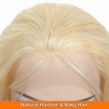 Lace Front Wigs Short Bob Blonde Glueless Straight Human Hair Wig With Baby Hair
