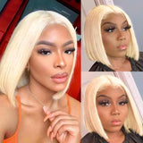 Lace Front Wigs Short Bob Blonde Glueless Straight Human Hair Wig With Baby Hair