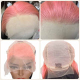 13x4 HD Lace Frontal Wig Straight Ombre Pink And Black Color Human Hair