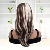 18 inch Blonde And Brown Hair 13x4 Body Wave Lace Front Wig Platinum Brown Highlights