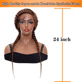 24 Inches Braids Black Lace Front Wig Synthetic Long Braided Wig with Baby Hair