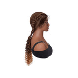 28" Hand-Braided Wigs Two Feed In Braids Curly Long Synthetic Hair French Braid Wig