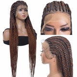 38" Fully Hand Braided Wigs Synthetic Cornrow Twist Braids Wigs with Baby Hair