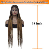 38 inch Box Braided Wigs for Black Women Full Head Braid Ombre Color Fiber Hair Fake Scalp
