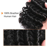 3PCS Deep Wave Unprocessed Brazilian Virgin Hair Extensions Natural Black