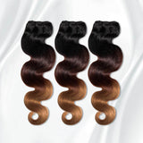 Chic Body Wave Hair Bundles Black Brown Ombre 3PCS Virgin Hair Weaves T1B/33/27