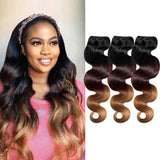 Chic Body Wave Hair Bundles Black Brown Ombre 3PCS Virgin Hair Weaves T1B/33/27