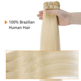 3PCS Brazilian Remy Hair Ombre Blonde 60# Human Hair Straight Weaves Sew in