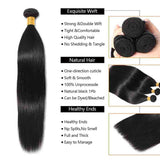 3PCS Human Hair Straight Virgin Hair Bundles With Lace Closure 4x4