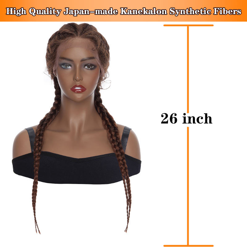4 Dutch Braided Wigs Lace Front Synthetic Hair Box Braiding Wig with Baby Hair