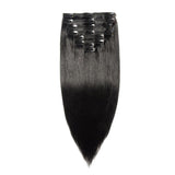 Straight Clip in Hair Extensions Human Hair 8pcs Per Set Natural Black Color For Women