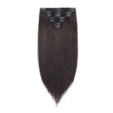 Straight Clip in Hair Extensions Human Hair 8pcs Per Set Natural Black Color For Women
