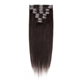 Straight Clip in Hair Extensions Human Hair 8pcs Per Set Natural Black Color For Women