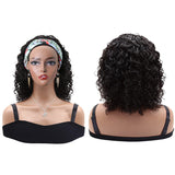 Headband Bob Wigs Curly Human Hair For African American Throw On And Go