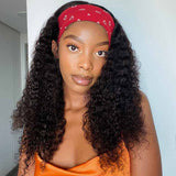 Affordable Human Hair Headband Wigs  Kinky Curly Brown Color Brazilian Virgin Hair