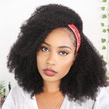 Afro Kinky Curly Headband Wigs Human Hair for African American