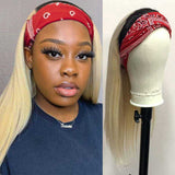 Blonde Headband Wig Straight Human Hair Ombre Wigs For Women 1b/613