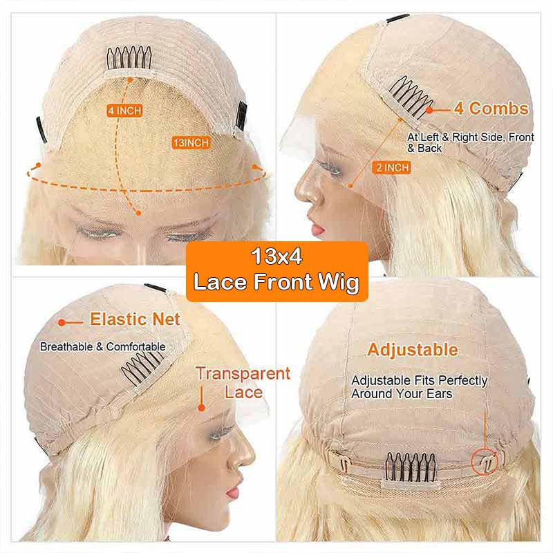 Blonde Lace Frontal Wigs Body Wave Hair 13X4 HD Transparent Lace Wig with Baby Hair