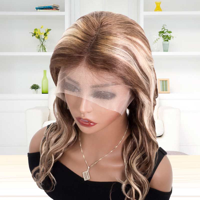 Body Wave Lace Front Wigs Platinum Blonde Highlights On Brown Hair Limit Quantity