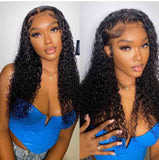 HD Transparent Lace Front Wigs Kinky Curly Human Hair Pre Plucked 150% Density