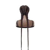 Synthetic Hair Wigs Dutch Twins Braids Wig for Black Women With Baby Hair