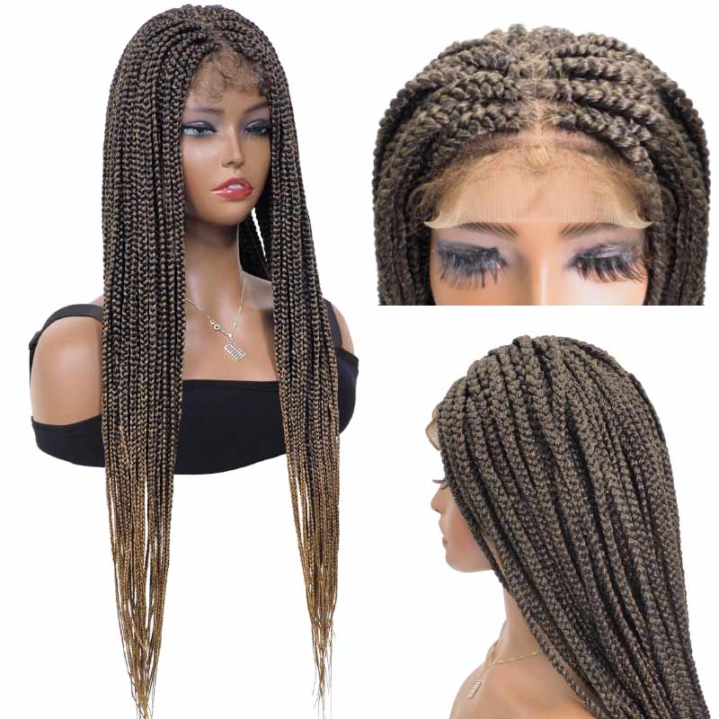 Box Braided Synthetic Handmade Braid Lace Front Wigs with Baby Hair for Women