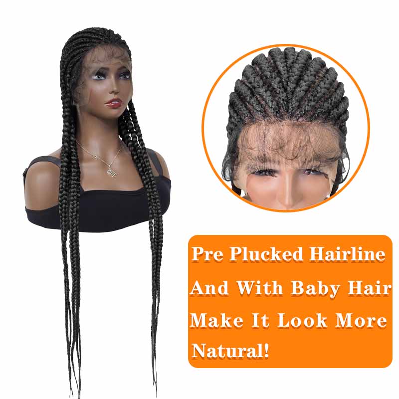 Box Braided Wigs for Black Women 38 inch Long Glueless Braids Wig Fake Scalp Synthetic Hair