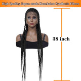 Box Braided Wigs for Black Women 38 inch Long Glueless Braids Wig Fake Scalp Synthetic Hair