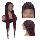 Braided Box Braiding Synthetic Lace Front Wig 38Inches Long Braids Heat Fiber Hair Hand Braided Wig