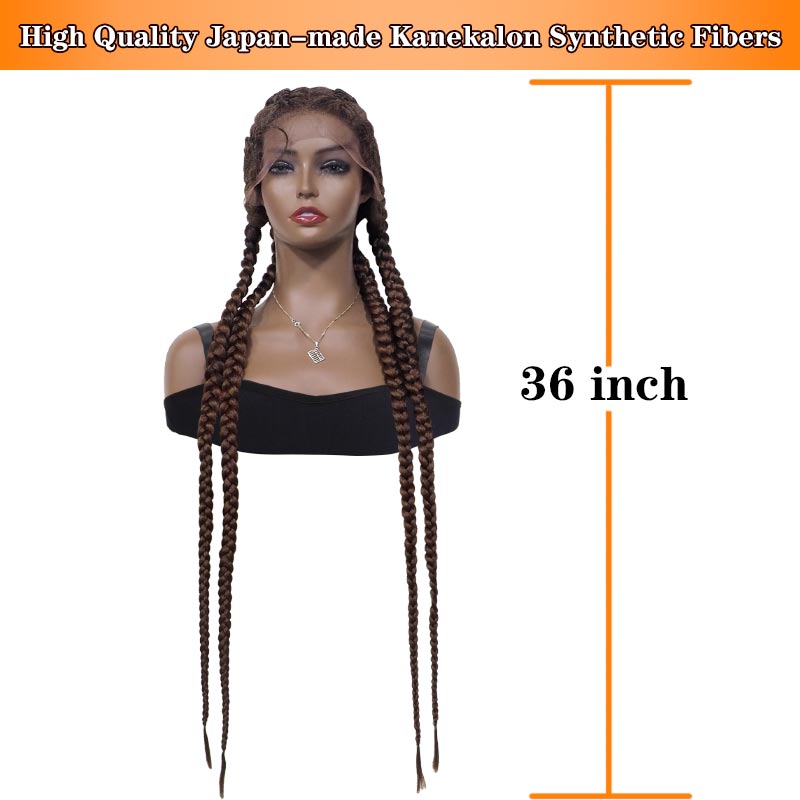 Braided Lace Front Wigs Heat Resistant Fiber Hair For Black Women Four Braids