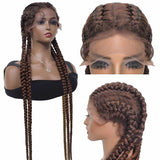 Braided Lace Front Wigs Heat Resistant Fiber Hair For Black Women Four Braids