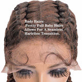Braided Lace Front Wigs Heat Resistant Fiber Hair For Black Women Four Braids
