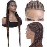 Braided Wigs Brown Synthetic Cornrow Box Braid Full Lace Front Wigs For Women