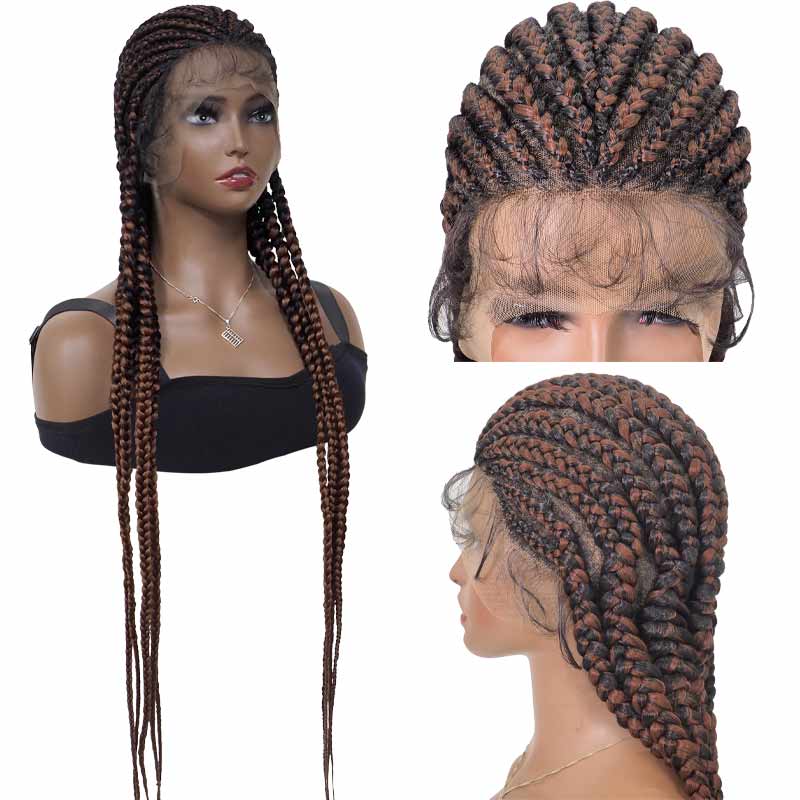 Braids Synthetic Lace Front Wigs for Black Women Full Head Braided Wig with Baby Hair