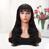 Wigs with Bangs Human Hair Body Wave None Lace Front Wig For Black Women