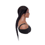 Corncow Braided Wigs Four Box Braids Synthetic Hair Lace Front Wig with Baby Hair