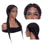 Corncow Braided Wigs Four Box Braids Synthetic Hair Lace Front Wig with Baby Hair