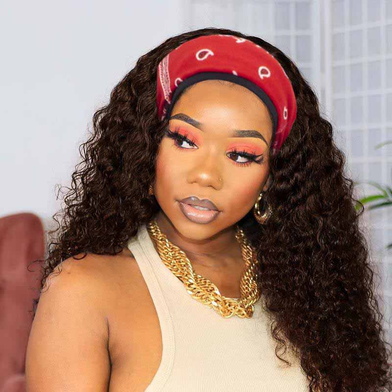 Papayahair Jerry Curly Headband Wigs Brown Wigs Glueless Half Wig For Black Women