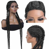 Double Dutch Braided Lace Front Wigs with Baby Hair Synthetic Braids Wig
