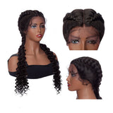 French Braided Wigs for Black Women 100% Hand Braided Swiss Lace Synthetic Hair