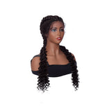 French Braided Wigs for Black Women 100% Hand Braided Swiss Lace Synthetic Hair