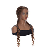 Feed In Braid Wigs Ombre Brown Synthetic Hair Lace Front Braided Wigs