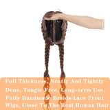 Feed In Braid Wigs Ombre Brown Synthetic Hair Lace Front Braided Wigs