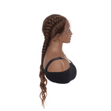 Feed In Braid Wigs Ombre Brown Synthetic Hair Lace Front Braided Wigs