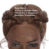 Feed In Braid Wigs Ombre Brown Synthetic Hair Lace Front Braided Wigs