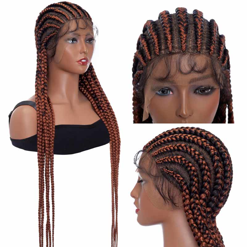 Full lace Braided Wigs 38 Synthetic Hair Box Braid Wig with Baby